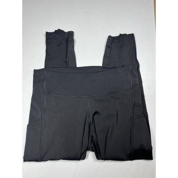 Athleta Pants - Athleta Women's Size Large Black Ultimate Run 7/8 Tight Mesh Ankle Zip